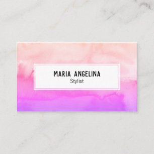 Tarjeta De Visita Peligro de la acuarela abstracta rosa y melocotón