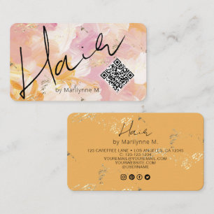 Tarjeta De Visita Pelo abstracto rosa amarillo único