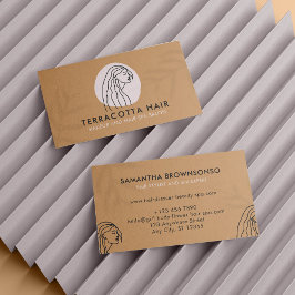 Tarjeta De Visita Pelo Femenino Sombra de Hoja Marrón Caramelo