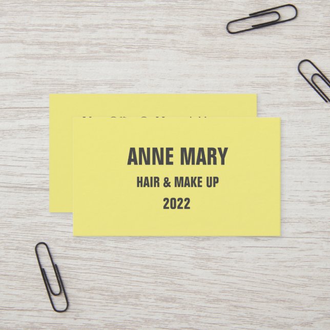 Tarjeta De Visita Pelo gris amarillo y maquillaje moderno 2022 (Anverso/Reverso In Situ)