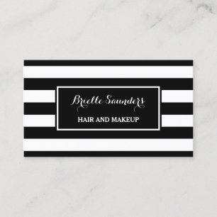 Tarjeta De Visita Pelo Maquillaje Raya Negra Blanca