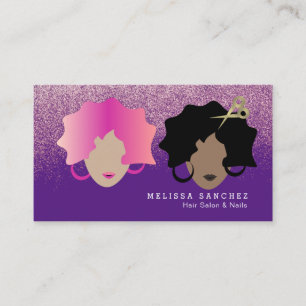Tarjeta De Visita Pelo Ombré Brillo Dorado Falso Salón de Belleza pa