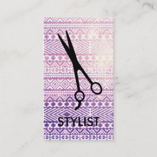 Tarjeta De Visita pelo púrpura del hairstylist del rosa tribal