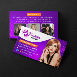 Tarjeta De Visita Pelo Púrpura ModernoSalón De Belleza Elegante Pelu