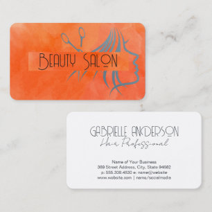 Tarjeta De Visita Pelo y Belleza   Textura de Acuarela 