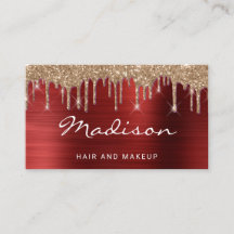 Pelo y Maquillaje con Brillo Dorado Metálico Rojo