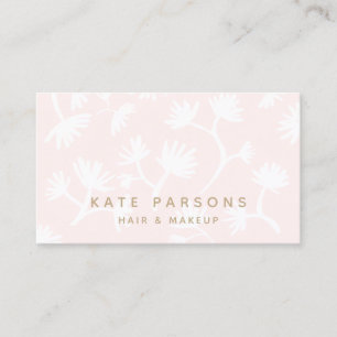 Tarjeta De Visita Pelo y maquillaje de patrón floral cepillado rosa 