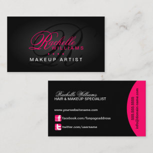 Tarjeta De Visita Pelo y monograma del artista de maquillaje