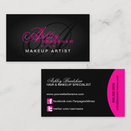 Tarjeta De Visita Pelo y monograma del artista de maquillaje