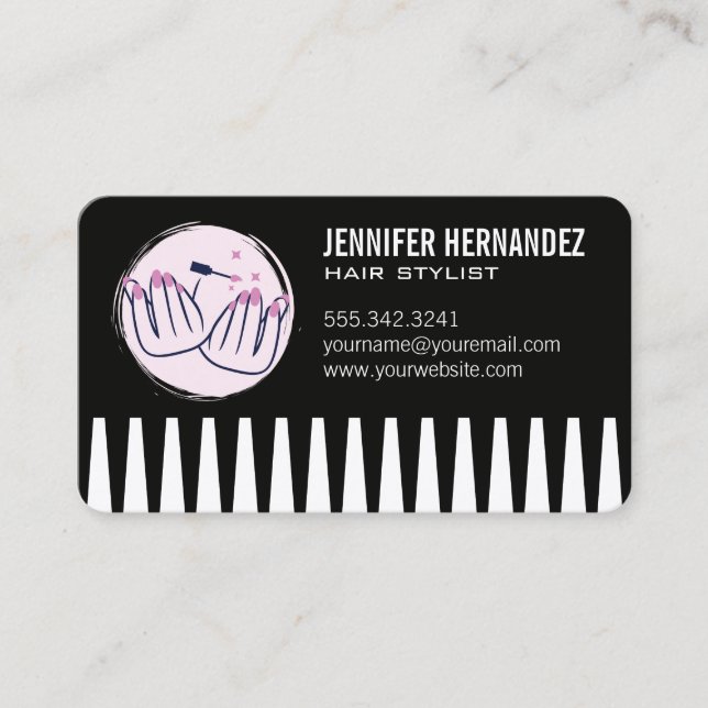 Tarjeta De Visita Pelo y Uñas | Belleza (Anverso)