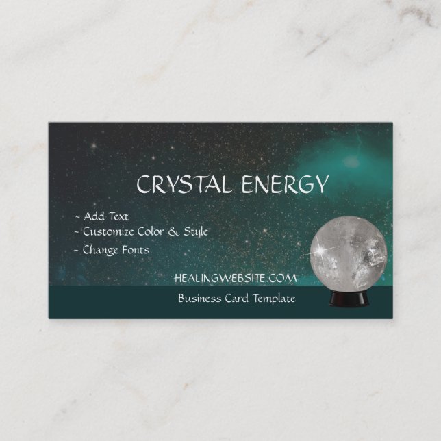 Tarjeta De Visita Pelota de cristal de la galaxia Verde azulada (Anverso)