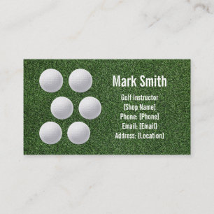 Tarjeta De Visita Pelota de Golf y Soporte en Césped Verde