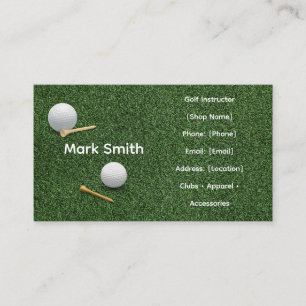 Tarjeta De Visita Pelota de Golf y Soporte en Césped Verde