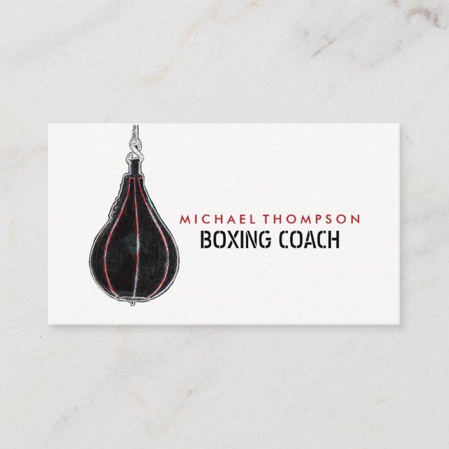 Tarjeta De Visita Pelota de velocidad, boxeador, entrenador de boxeo (Anverso)
