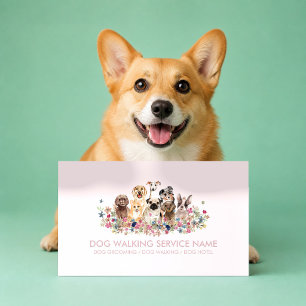 Tarjeta De Visita Peludero de Mascotas Perro Único Rosa