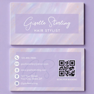 Tarjeta De Visita Peluquera holográfica pastel moderna
