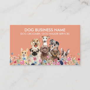 Tarjeta De Visita Peluquería boutique de aseo de perros Calm Coral c
