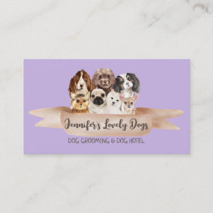 Tarjeta De Visita Peluquería Boutique de Cuidado de Perros de Purple