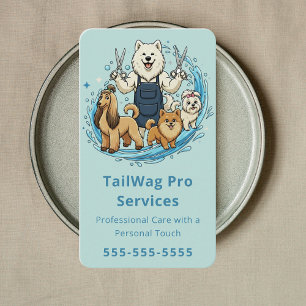 Tarjeta De Visita Peluquería Canina Feliz Cuidador de Mascotas Azul