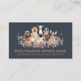 Tarjeta De Visita Peluquería Canina Servicio de Mascotas Flores Simp