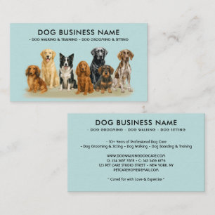 Tarjeta De Visita Peluquería Canina Watercolor Teal Breeds