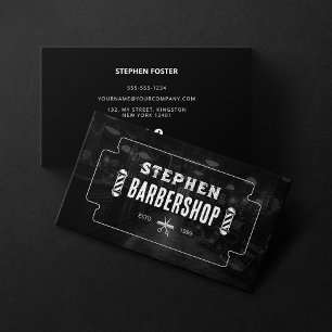 Tarjeta De Visita Peluquería de Barbería Vintage Barbería Negro