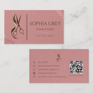 Tarjeta De Visita Peluquería de lujo rosa y marrón