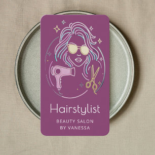 Tarjeta De Visita Peluquería de lujo Salón de belleza Chic Morado Fr