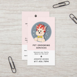 Tarjeta De Visita Peluquería de Mascotas de Dibujos Modernos con Cit