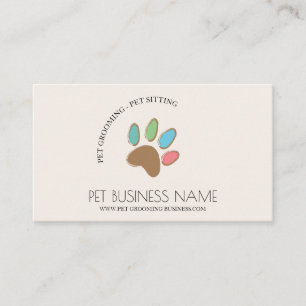 Tarjeta De Visita Peluquería de Mascotas Perro Gato Pata Sentado