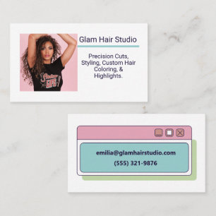 Tarjeta De Visita Peluquería de moda con imagen personalizada Texto 