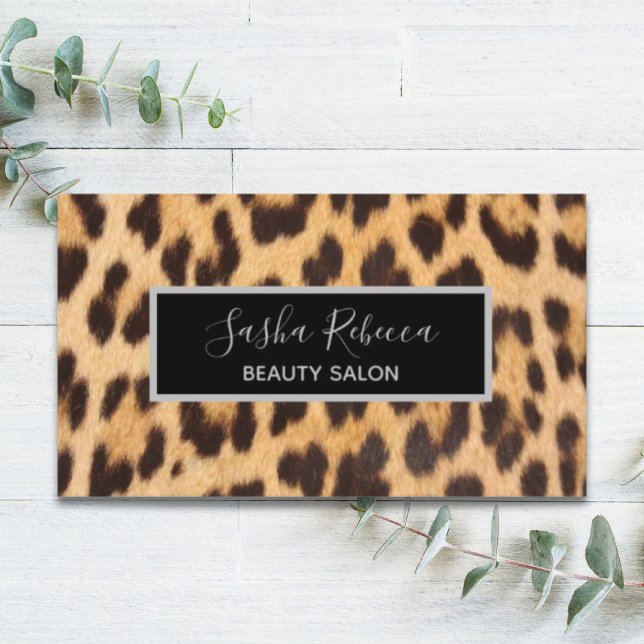 Tarjeta De Visita peluquería de moda femenina salón de belleza SPA l (girly chic beauty hair salon SPA leopard print Business Card)