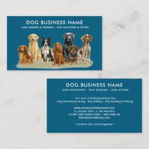 Tarjeta De Visita Peluquería de perros con acuarela elegante azul ma
