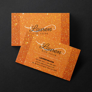Tarjeta De Visita Peluquería Estilista de Cabello Orange Glitter Spa