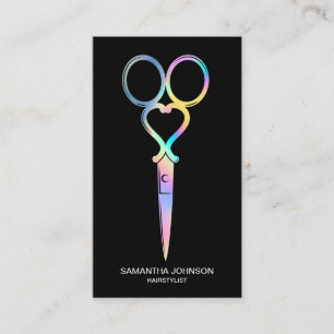 Tarjeta De Visita Peluquería Holográfica Neon Unicorn