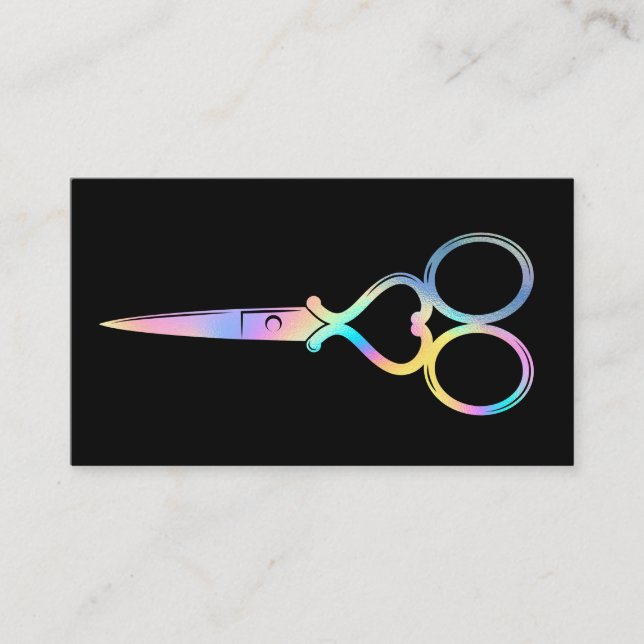 Tarjeta De Visita Peluquería Holográfica Neon Unicorn B (Anverso)