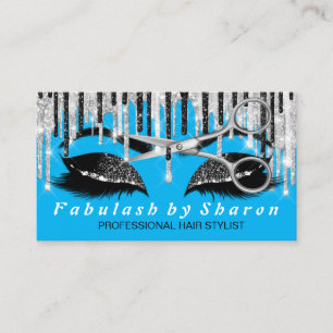 Tarjeta De Visita Peluquería Makeup Eyelash Plata Dritas Océano Az