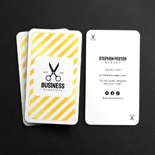 Tarjeta De Visita Peluquería Moderna Barbería Cabello Blanco Oro