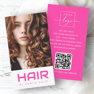 Tarjeta De Visita Peluquería moderna estilista rosa caliente