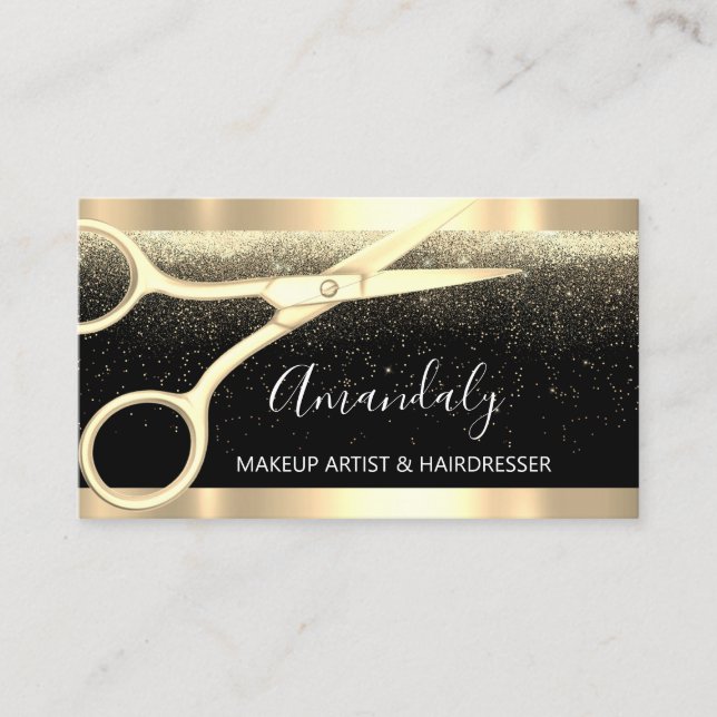 Tarjeta De Visita Peluquería moderna tijeras de peluquería elegante  (Anverso)