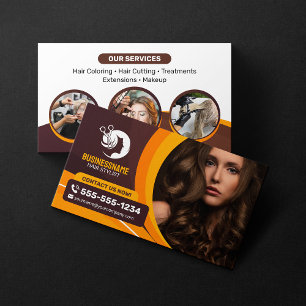 Tarjeta De Visita Peluquería Peluquero Maquillaje salón Naranja Marr