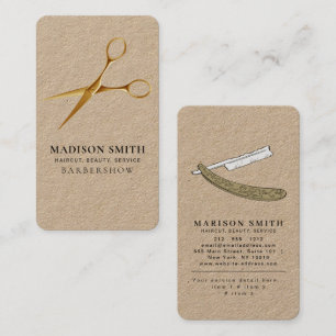 Tarjeta De Visita Peluquería Profesional Minimalista Rústica