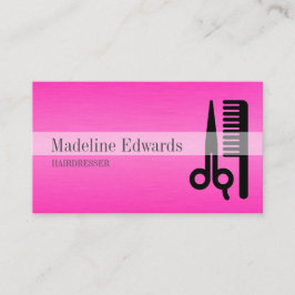 Tarjeta De Visita Peluquería Profesional Rosa Estilo Moderno