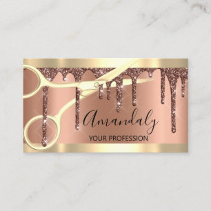 Tarjeta De Visita Peluquería profesional Scissors Gold Copper