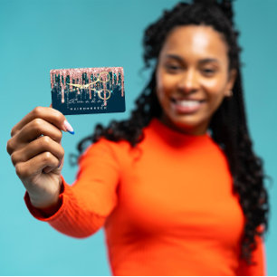 Tarjeta De Visita Peluquería profesional tijeras Rosa Oro Azul