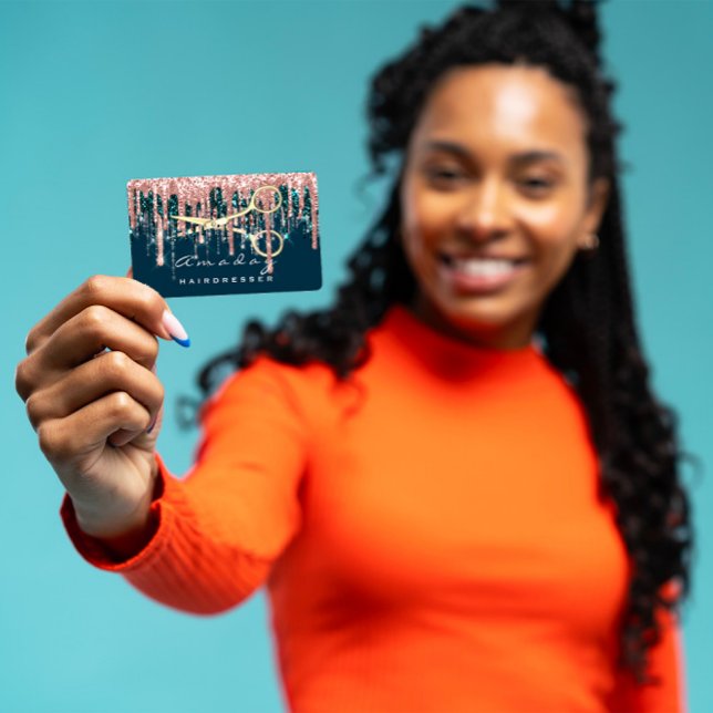 Tarjeta De Visita Peluquería profesional tijeras Rosa Oro Azul (Subido por el creador)