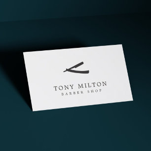 Tarjeta De Visita Peluquero blanco negro elegante minimalista