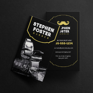 Tarjeta De Visita Peluquero de Barbería Negra Vintage Estilista de C