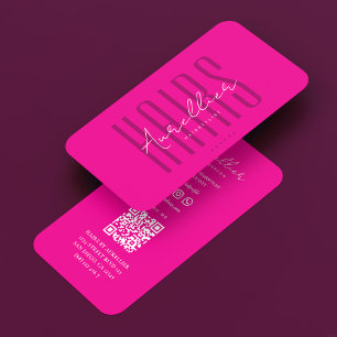 Tarjeta De Visita Peluquero elegante rosa fucsia profundo 