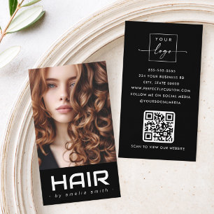 Tarjeta De Visita Peluquero estilista de cabello moderno negro